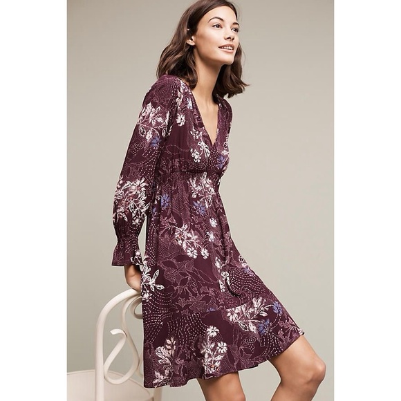 Anthropologie Dresses & Skirts - Anthropologie Maeve Merlot Floral Monaco Dress NWT Size Medium